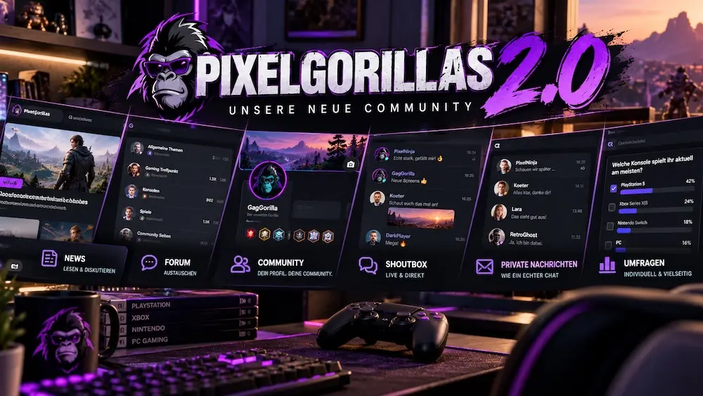 Pixelgorillas 2.0 mit neuer Community, Forum, News, Shoutbox und privaten Nachrichten