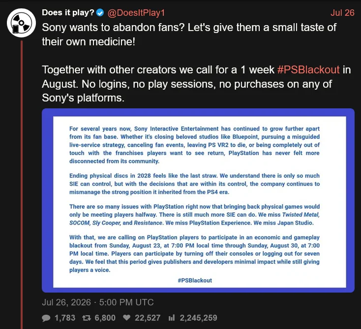 Screenshot 2026-08-23 at 17-16-36 Does it play (@DoesItPlay1) Sony wants to abandon fans Let'...webp